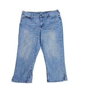 St Johns Bay Capri Jeans Womens 14 Blue Light Wash High Rise Stretch Denim